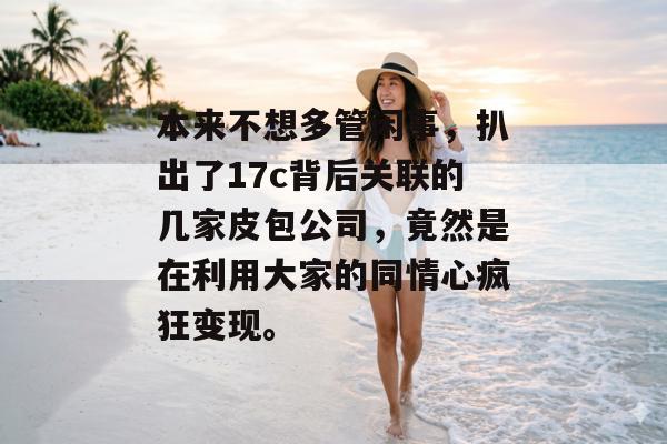 本来不想多管闲事，扒出了17c背后关联的几家皮包公司，竟然是在利用大家的同情心疯狂变现。
